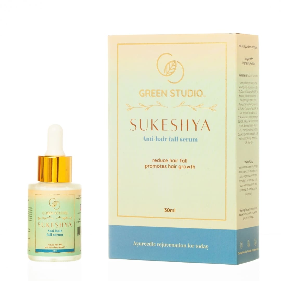 Full Package front view of Sukeshya anti hair fall from Green Studio Ayurveda on a white background