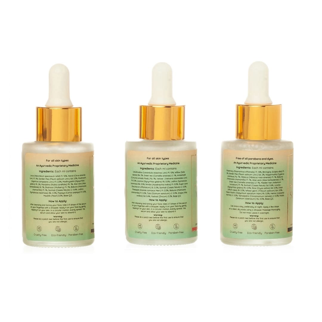 Back view of Ayurvedic Serums of On-the-go Combo packs arranged in white background