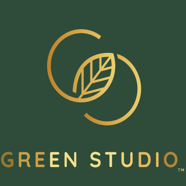 Green Studio Ayurveda Logo in Green Back ground and Gold in Color